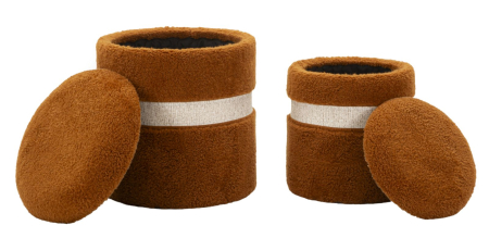 Puf cu spatiu depozitare Saint-Moritz maro set 2 buc cm ø 40x47-32x38 [6]