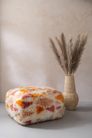 LIVING - Puf geometric din lana multicolor