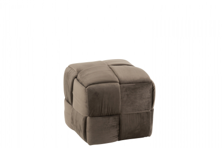 Taburete si pufuri - Puf , Lemn/Textil, Maro, 42x42x40 cm