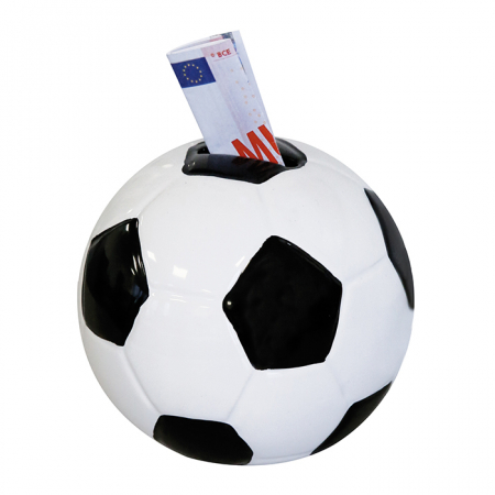 Accesorii - Pusculita Football, ceramica, alb/negru, 11x11 cm