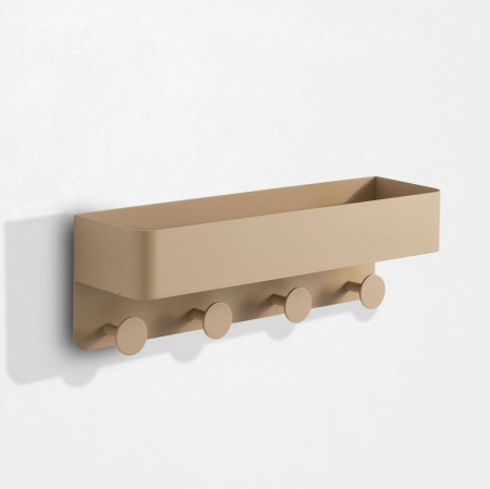 Rafturi pentru chei - Raft de perete cu cuier LOU, Metal, Bej, 45x12x15 cm