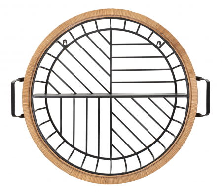 Raft pentru perete Cebu, Fier/Rattan, Multicolor, 65x72.5x18 cm [5]