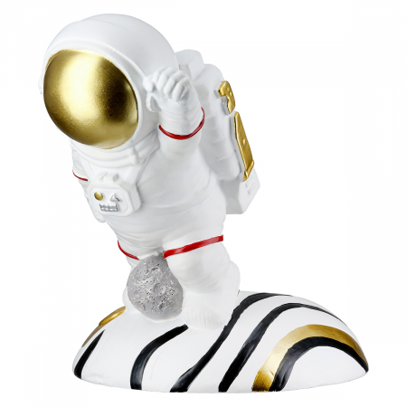 Modern - Raft pentru vinuri, Astronaut, Voyager, Polirășină, auriu, alb, PU 2, L. 13,5 cm, L. 18 cm, H. 17 cm