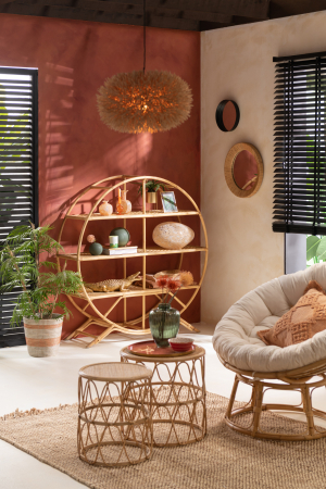 Polite si rafturi - Raft rattan, lucrat manual, , Fibre naturale, Natural, 150x40x150