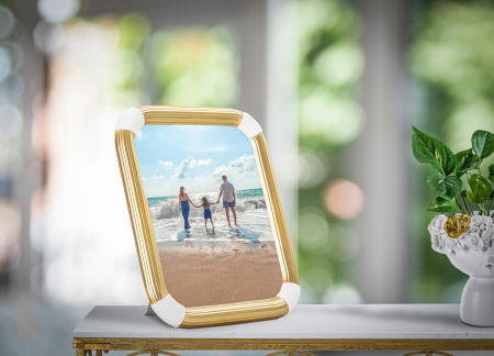 SALE % - Rama foto Bann, Rasina/Sticla, Auriu/Alb, 30.2x25x2.6 cm