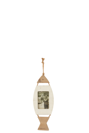Rame foto - Rama foto Hang Fish, Lemn, Maro/Alb, 17x2x45 cm