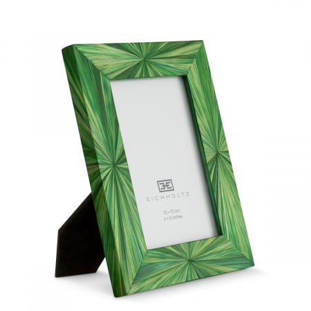 DECORATIUNI - Ramă foto, Harvard S cu aplicatii de paie verde, Dimensiuni: L. 20.5 | W. 15.5 | D. 1.5 | H. 20.5  