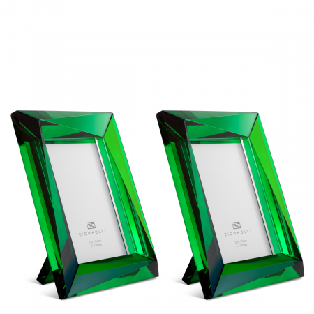 DECORATIUNI - Ramă foto, Obliquity L set de 2, sticlă de cristal verde 