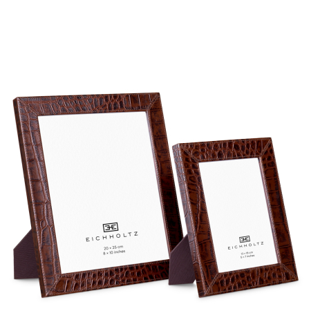 DECORATIUNI - Rama foto Scaleo croco gofrata piele maro antica set de 2