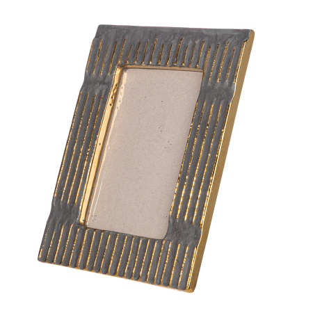 Rama foto, "Valencia", cu dungi, ceramica, gri, PU 4, L. 1 cm, l. 18,5 cm, H 23,5 cm [2]