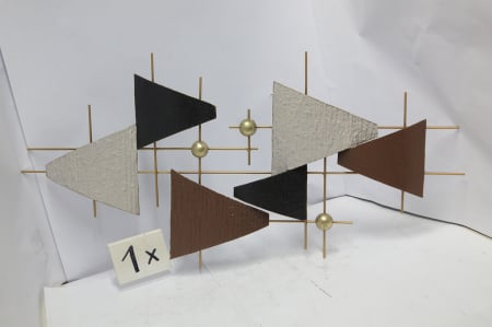 SALE % - Relief de perete, Bandiera, Metal, antracit, bej, maro, PU 1, L. 3,5 cm, L. 78 cm, H. 38 cm