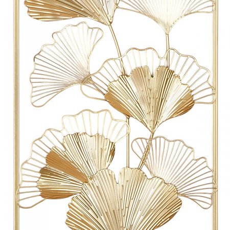 Relief de perete, dreptunghiular, Golden Ginkgo, motiv Ginkgo, Metal, auriu, PU 2, L. ,8 cm, L. 30 cm, H. 60 cm [1]