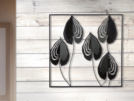 Relief de perete, Dubia, Motiv frunze, Metal, negru, PU 2, L. 1,5 cm, L. 55 cm, H. 55 cm [4]