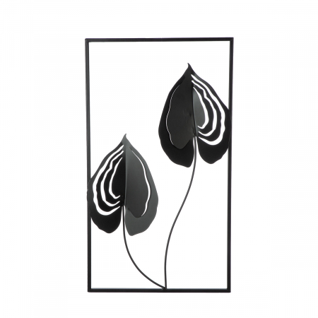 Relief de perete, Dubia, Motiv frunze, Metal, negru, PU 4, 2 buc. asortate, L. 1,5 cm, L. 30 cm, H. 55 cm [1]