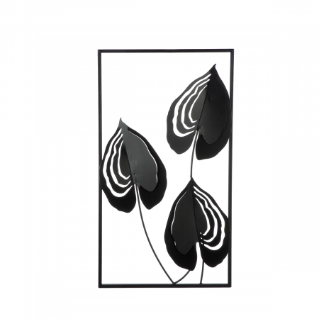 Relief de perete, Dubia, Motiv frunze, Metal, negru, PU 4, 2 buc. asortate, L. 1,5 cm, L. 30 cm, H. 55 cm [2]