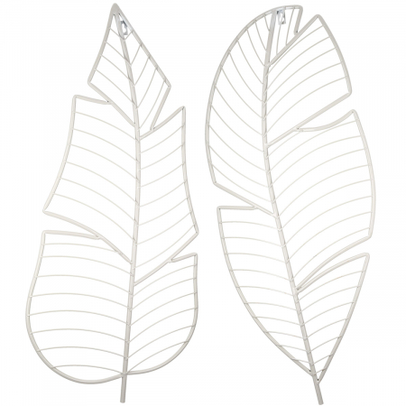Relief de perete, Frunză, Metal, gri deschis, PU 4, 2 asortate, L. 1 cm, L. 33 cm, H 79 cm [3]