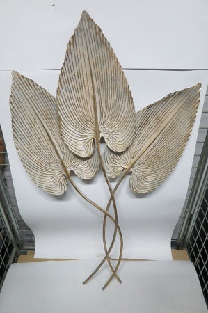 DECORATIUNI - Relief de perete, Frunză, Trio de frunze, Metal, auriu, PU 2, L. 3,5 cm, L. 53 cm, H. 92 cm