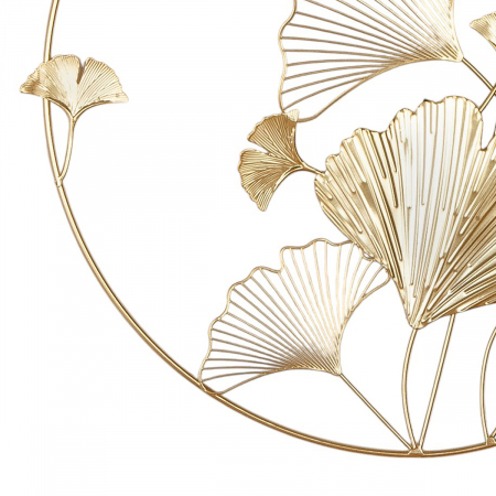 Relief de perete, rotund, Golden Ginkgo, motiv Ginkgo, Metal, auriu, PU 2, L. ,5 cm, D. 50 cm [1]