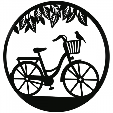 Relief de perete, rotund, motiv bicicletă, metal, negru, PU 2, L. 2 cm, D. 60 cm [2]