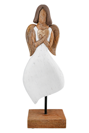 Relief pe suport, ingeri, „Elvira”, lemn de mango, alb, culori naturale, PU 2, 2 asortate, L. 9 cm, l. 15 cm, H 44 cm [1]