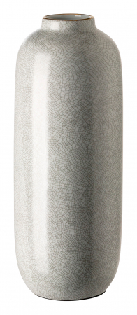 VAZE SI GHIVECE - ROY, Vază, porțelan, gri deschis, margine aurie, h. 30 cm, d. 11 cm
