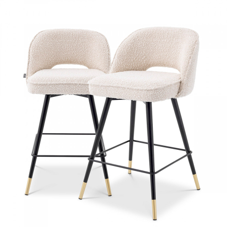 Scaune de bar - Scaun counter, Cliff bouclé crem set de 2