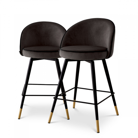 Scaune de bar - Scaun counter, Cooper roche set de 2 catifea gri închis