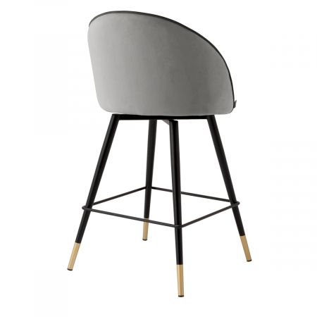 Scaun counter, Cooper roche set de 2 din catifea gri deschis, Dims: L. 50 | W. 50 | H. 93 | SD. 44 | SH. 67  (CM) [3]