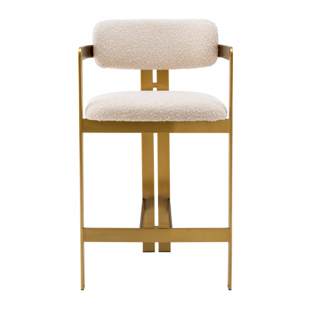 Scaun counter, Donato crem bouclé cu finisaj alamă, Dims: W. 53 | D. 53.5 | H. 97 | SD. 44 | SH. 69.5 | AH. 86.5  (CM) [2]