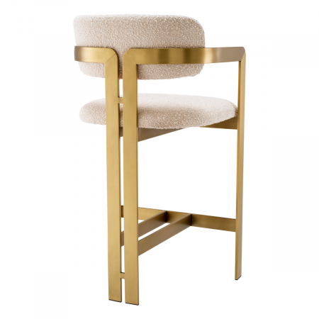 Scaun counter, Donato crem bouclé cu finisaj alamă, Dims: W. 53 | D. 53.5 | H. 97 | SD. 44 | SH. 69.5 | AH. 86.5  (CM) [3]