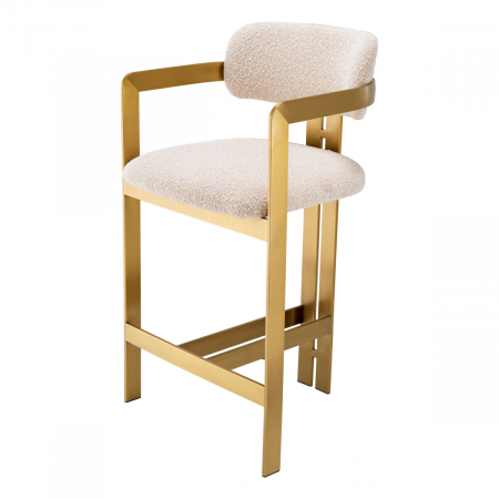 Scaun counter, Donato crem bouclé cu finisaj alamă, Dims: W. 53 | D. 53.5 | H. 97 | SD. 44 | SH. 69.5 | AH. 86.5  (CM) [4]