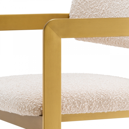 Scaun counter, Donato crem bouclé cu finisaj alamă, Dims: W. 53 | D. 53.5 | H. 97 | SD. 44 | SH. 69.5 | AH. 86.5  (CM) [5]