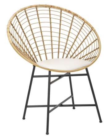 SALE % - Scaun PANAMA GRID, Negru/Maro, Fier/Poliester/Plastic, 88x72x56.5 cm