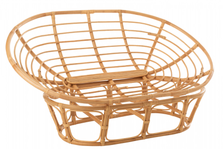 Fotoliu cu perna Roni, Ratan/Bambus, Alb/Natural, 179x155x36 cm [6]