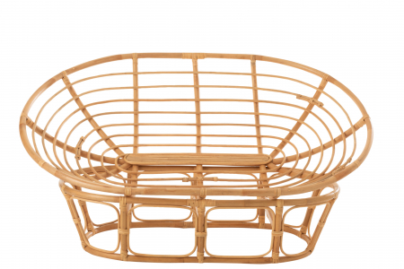 Fotoliu cu perna Roni, Ratan/Bambus, Alb/Natural, 179x155x36 cm [8]