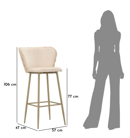 Scaun de bar Alaska -b- crem set de 2 buc 55x58x106 cm (inaltime sezut 77 cm) [9]