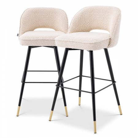 Scaune de bar - Scaun de bar, Cliff bouclé crem set de 2