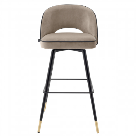 Scaun de bar, Cliff savona greige catifea set de 2, Dims: W. 51 | D. 52 | H. 103 | SD. 46 | SH. 78.5  (CM) [2]