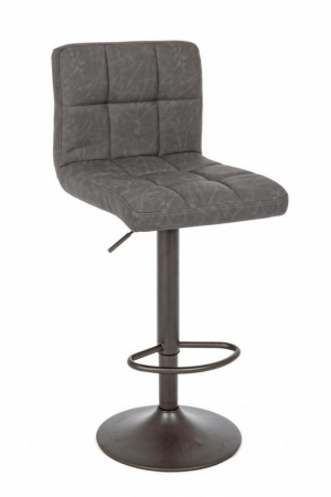 Scaune de bar - Scaun de bar Greyson Vintage, Imitatie de piele, Gri inchis, 42x51x113 cm