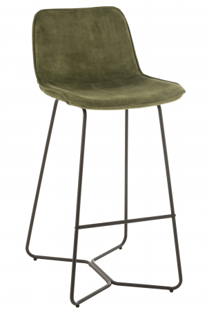 Scaune de bar - Scaun de bar Laurent, Textil/Metal, Verde/Gri, 56.8x48x103.2 cm
