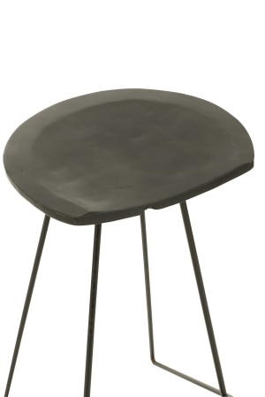 Scaun de bar, Lemn de Teak/Metal, Negru [5]