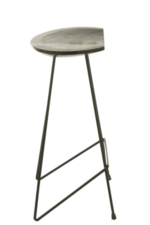 Scaun de bar, Lemn de Teak/Metal, Negru [2]