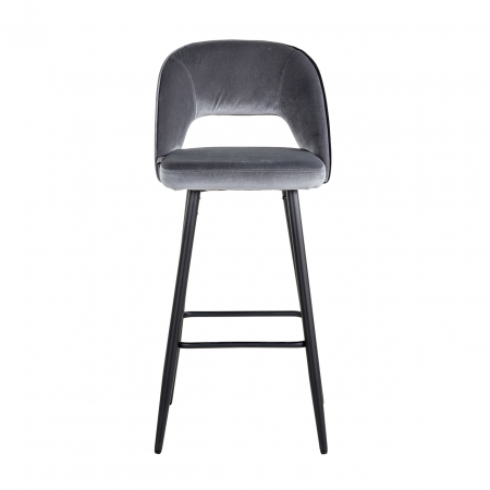 Scaune de bar - Scaun de bar Luna, Lemn/Panza/Otel inoxidabil, Gri/Negru, 103x46x53 cm