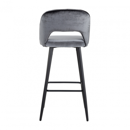 Scaun de bar Luna, Lemn/Panza/Otel inoxidabil, Gri/Negru, 103x46x53 cm [4]