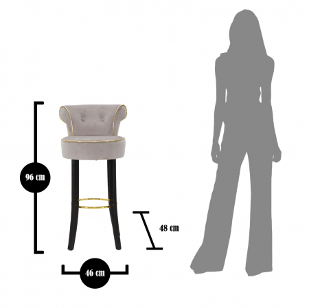 Scaun de bar LUXY gri cm 46x48x96 (inaltimea sezutului 75cm) [8]