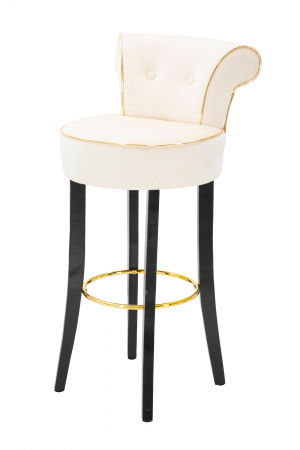 Scaun de bar Luxy, MDF/Lemn/Sintetic, Crem, 96x46x48 cm [6]