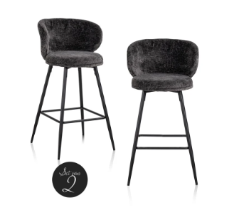 SALE % - Scaun de bar, Mimi graphite, gri (set de 2)