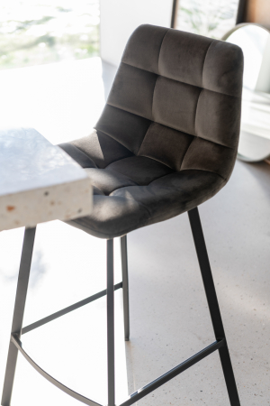 Scaun de bar Olivier, Metal/Textil, Gri, 47x43x95 cm [6]