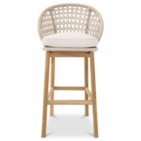 Scaun de bar, pentru exterior Trinity crem, țesătură flores off-white, Dims: W. 53 | D. 46 | H. 103 | SD. 44.5 | SH. 81  (CM) [1]