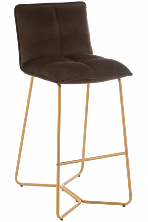 Scaune de bar - Scaun de bar Pierre, Textil/Metal, Maro, 57.5x48.5x85.5 cm